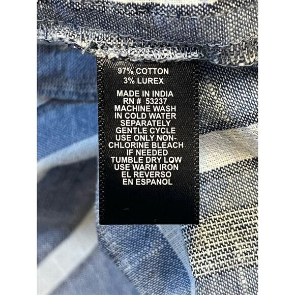 Mlle Gabrielle Blue Striped Belted Button Up Shirt Dress Coastal Minimalist - Picture 12 of 12